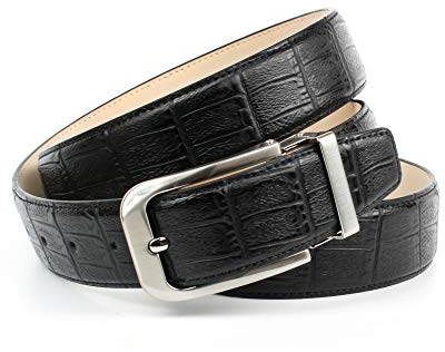Anthoni Crown Herren Ledergürtel Gürtel, Schwarz, 105