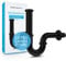 Bächlein Premium Universal Siphon fürs Waschbecken (Standard 200mm SCHWARZ) - Geruchsverschluss inkl. Gummimanschette + Einbauanleitung - Röhrensiphon