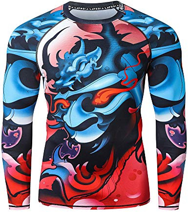 LAFROI Men's Long Sleeve UPF 50+ Baselayer Performance Compression Shirt Rash Guard-CLY08 Vengeance Size SM