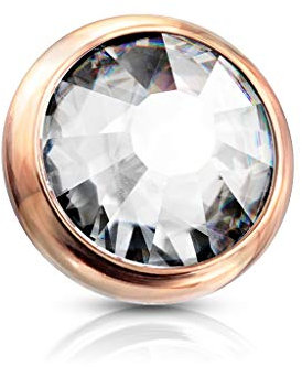 Paula & Fritz® Aufsatz-Dermal Anchor 5 mm Kristall Rose/klar 316L Chirurgenstahl 1,6 mm Gewinde Haut-Anker Skin Diver Implantat Kugel