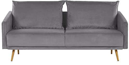 Beliani Modernes 3er Retro-Sofa aus Samtstoff in Grau Maura