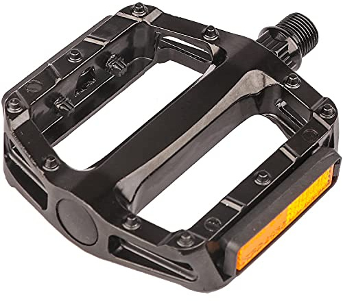 AVASTA Mountain Bike Pedal, Aluminum Alloy Flat Platform Bicycle Pedals with Reflector for Road Bike and MTB, Sealed ZU Bearing, Threads Size 9/16 Inch,Black