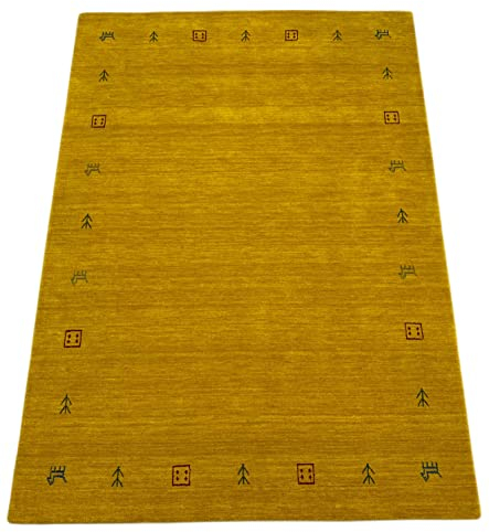 Orientteppich Gold Gabbeh Teppich 100% Wolle Loom Handgefertigt G-630 T (200 x 300 cm)