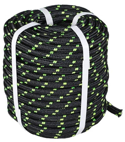 elfinrm 1/2 Inch Double Braid Polyester Arborist Rigging Rope, 150 Feet Heavy Duty Rope High Strength Arborist Rope for Pull, Swing, Knot(Black)