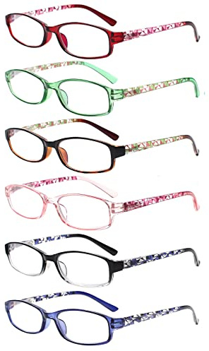 COJWIS 6 pack Lesebrille Blaulichtfilter Brille für Damen und Herren Federscharnier Lesehilfe Blendfreie UV Brille (6 Farbe Mischen-1, 1.75)