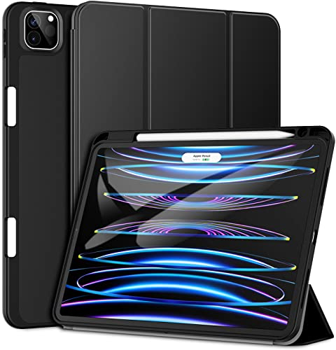 JETech Custodia per iPad Pro 11 Pollici (Modello 2022/2021/2020), con Portapenne, Supporta la Ricarica di Pencil 2a Gen, Cover Tablet Sottile con Retro in Morbido TPU (Nero)