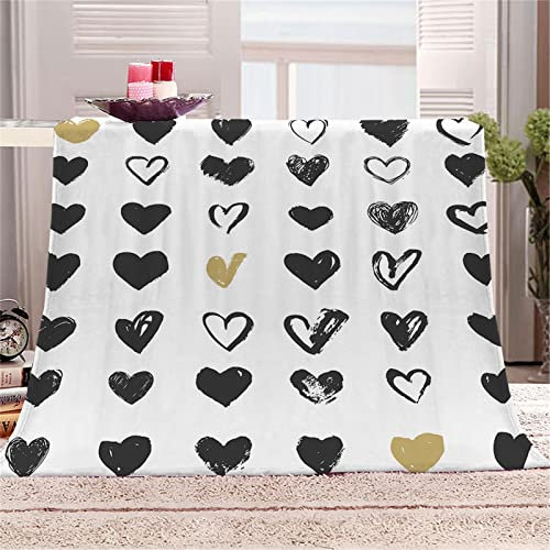 Chickw1 Kuscheldecke Flauschig, 3D Karikatur Drucken Kuscheldecke Flanell Winter Frühling Flanelldecke Mikrofaser Warm Wohndecke Sofa/TV Decke Bettüberwurf Tagesdecke (180x200cm,Herz-Muster)