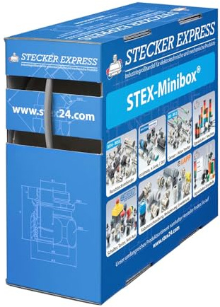 STEX24 Schrumpfschlauch 2:1, Minibox mit 25,0m, grau 3,2/1,6mm, 1/8 Zoll, WSB2 Schrumpftemperatur mind. 70°C, vollständig bei mind. 100°C - 1 Stück