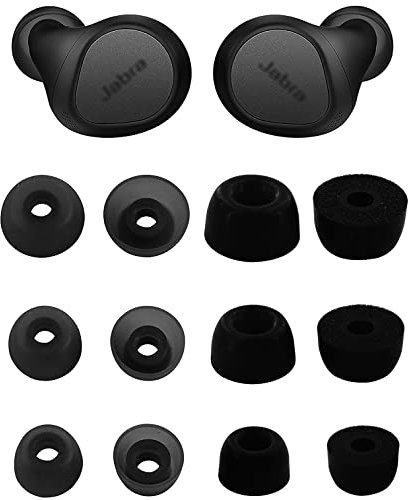 Rqker Ear Tips Compatible with Jabra 65t 75t Elite 3 Elite 7 Pro Active Elite 4, 3 Pairs Silicon Ear Tips 3 Pairs Foam Eartips Compatible with Jabra Elite 3 Elite 7 Pro Active Elite 4, 6S6F Black