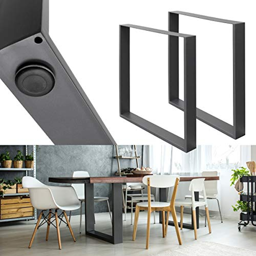 ECD Germany 2X Tischbeine aus Vierkantprofilen, 60 x 72 cm, Anthrazit, pulverbeschichtete Stahl, Industriedesign, Metall Tischkufen Tischuntergestell Tischgestell Möbelfüße, für Esstisch Schreibtisch