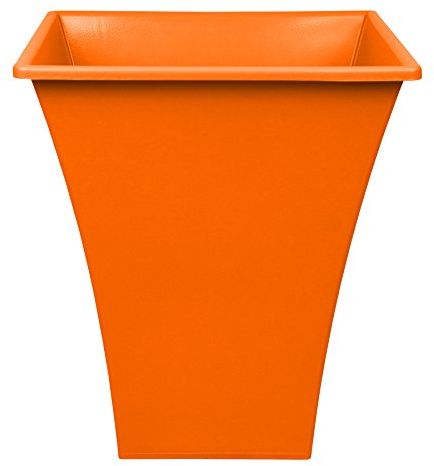 CrazyGadget Large 28cm Square Plastic Metallic Style Plant Pot - Orange