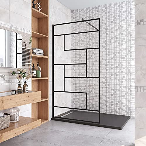 Aica Sanitär 100x200cm Walk in Duschwand 8mm Glas Dusche Duschabtrennung Schwarz