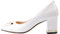 Verocara Women's Mid Chunky Heel Ornament Decoration Genuine Leather Evening Dress Court Shoes Pumps White Genuine Patent Leather H 8UK