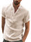YAOBAOLE Mens Summer Henley Shirts Short Sleeve Cotton Linen Button Grandad Tee Khaki XL