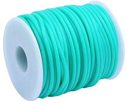 Craftdady Tubo hueco de 50 m, cordón de goma de PVC, cuerda de tubo de goma envuelto alrededor para alambre de memoria, collar, pulsera, tejido, turquesa medio