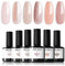 Modelones Gel Nail Polish Set, 6 Colors Pink Nude Gel Polish Milky White Gel Nail Polish Set Soak Off Glitter Nail Gel Nail Art DIY Manicure Salon and Home for Women