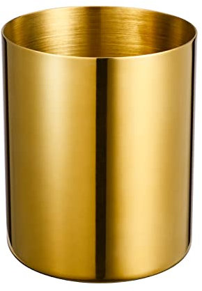 Lidwot 1 Stück runder goldfarbener Edelstahl-Stifthalter minimalistischer Schreibtisch-Aufbewahrungsständer aus Metall für Make-up-Pinsel