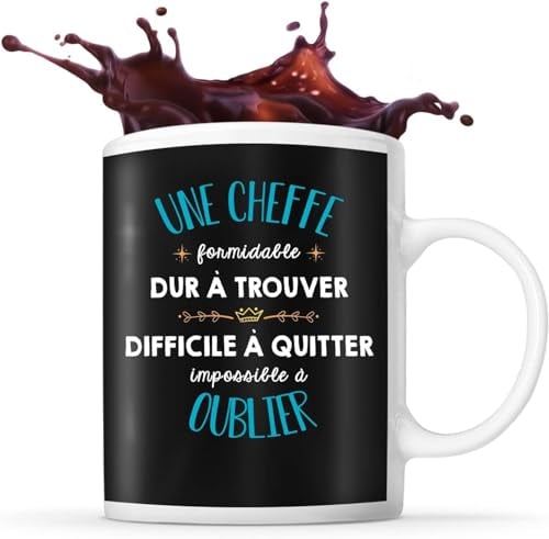Planetee Mug Meilleure Cheffe (Mug Cheffe Formidable Noir)