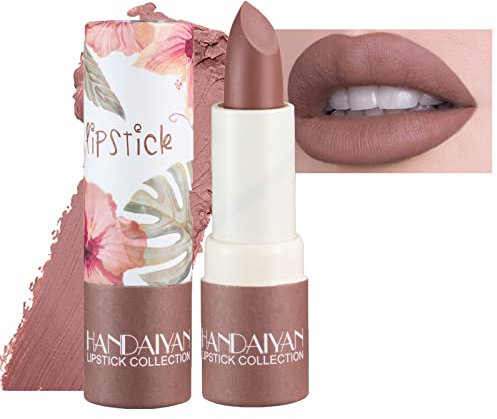 Matte Lipstick Matte Nude Tinted Lip Gloss Long Lasting Non Stick Cup Velvet Waterproof Professional Lipstick Cosmetics Make Up Gifts Full-Coverage for Women(#05)