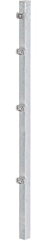 Alberts 677886 Zaunpfosten für Doppelstabmattenzaun | mit Klemmlaschenbefestigung | feuerverzinkt | Länge 1200 mm | Pfosten 60 x 40 mm