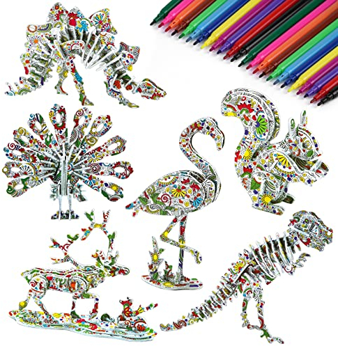 OSDUE 3D Puzzle Färbung Bastelset, Mädchen Spielzeug Geschenk 6 7 8 9 10 Jahre Kinder, Kunst Kits Mädchen Alter 6-12, Geburtstagsgeschenke Weihnachten Neujahrsgeschenke für Mädchen und Jungen