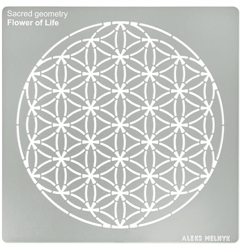 Aleks Melnyk Nr.389 Metallschablone, Figuren mit heiliger Geometrie, Version „Blume des Lebens“, 1 Stück, Vorlage für Holzverbrennung, Gravur, Basteln, Sammelalbum