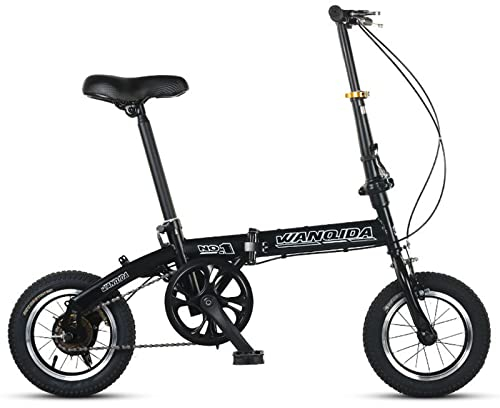 Dxcaicc Faltbares Fahrrad 12 Zoll Erwachsenen faltbares Fahrrad Tragbares kompaktes Stadtfahrrad V-Bremse Carbonstahl Faltbares Fahrrad,Schwarz