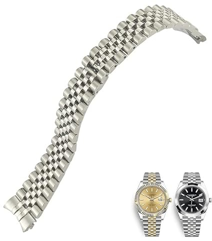 BONOOL 316L Edelstahl 20 mm Uhrenarmband für 36 mm Rolex Datejust 116233 116234 Silber-goldenes massives Metallarmband