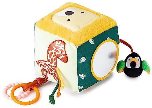 Little Big Friends Soft Activity Cube | Stoff Fühlwürfel Baby ab 0 Monate | Motorikwürfel & Sensorikwürfel | Entwicklungsspielzeug | Dschungel