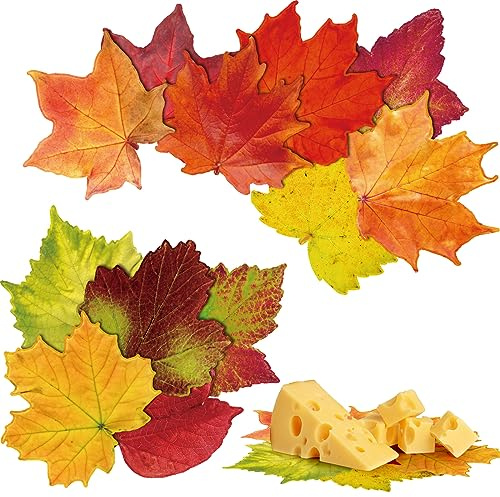 Tenceur 150 Pcs Parchment Paper Leaves 7.2 x 7.2 in Thanksgiving Fall Maple & Grape Leaf Distribution Leaves for Plate Table Festival Party Serving