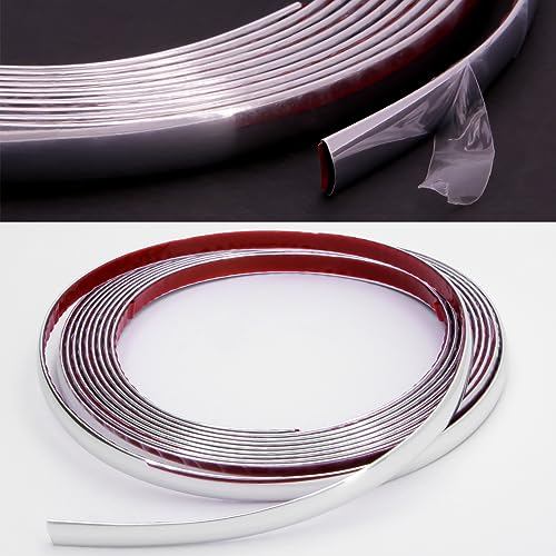 RECAMBO Zierleiste Chrom - Vielseitig, Flexibel & Selbstklebend - 10mm x 5m