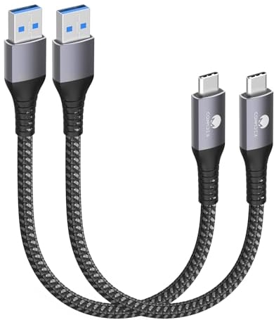 CONMDEX USB C Cable Short 15cm/0.15M 2Pack 10Gbps Data USB3.1 Gen2 Type C Android Auto Cable QC3.0 3.1A USBA to C Fast Charger for Samsung Note20 Galaxy S24/S23/S22/S21 Z Flip 5 Tab S9 Pixel 9-Grey