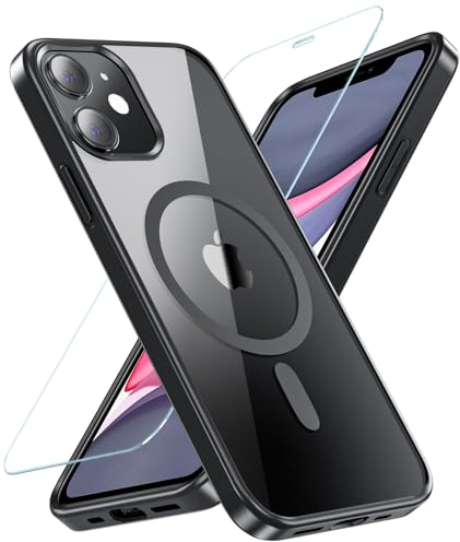 Hensinple Für iPhone 11 Hülle mit MagSafe, Magnetisch Handyhülle iPhone 11 mit Panzer Schutz Glas Rundumschutz Stoßfest Militärstandard Outdoor Cover Schutzhülle für iPhone 11 Case Schwarz