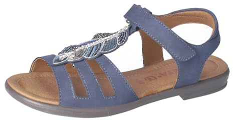 RICOSTA Mädchen Riemchensandalen Amelie, Kinder Sandalen, Weite: MITTEL, Strandschuhe, Sandaletten, Sommersandalen, bequem, flach, Nautic (170), 31 EU