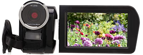 ASHATA 4K Videokamera Camcorder, HD 13MP Vlogging Kamerarecorder 3,0 Zoll IPS Bildschirm 30 Facher Digitalzoom Camcorder mit IR Nachtsichtfunktion, Drahtlose Steuerung (EU-Stecker)