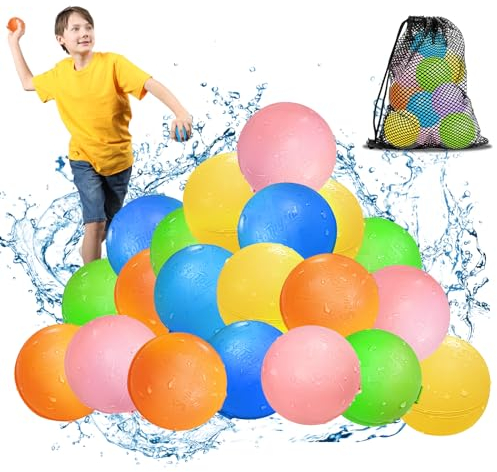 Smasiagon Wasserbomben Wiederverwendbar Selbstschließend: 20 Stück Wiederbefüllbare Wasserballons - Silikon Wasserspielzeug Kinder Outdoor Pool Spielzeug Strandspielzeug für Sommerspaß Draussen