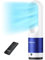 Bladeless Fan, 22 inch Tower Fan with Remote, 8 Speeds, 90° Oscillation, 9 Hour Timer, LED Display with Auto Off, Easy to Clean (White+Blue, Small)