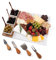 Charcuterie Board Set Acacia Wood and Marble - 11 Piece Cheeseboard Serving Platter - Unique Housewarming Gift Appetizer Tray with Accessories - Includes Utensils, Knives, Ceramic Bowls, Wooden Spoons
