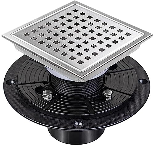 Lodokdre Edelstahl-Gittergitter-Bodenablauf, Duschablauf mit Flansch, Bodenablauf Aus Gebürstetem für die Dusche, Abnehmbar