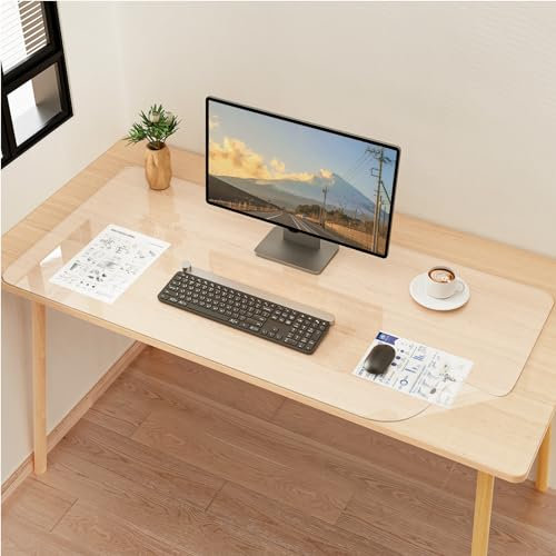 YSAGi Schreibtischunterlage Transparent, Klares Großes Mauspad, Wasserdichte Tischunterlage Schreibunterlage Durchsichtig, Tischschutz Unterlage Schreibtisch Zubehör für Büro & Zuhause (100 x 50 cm)