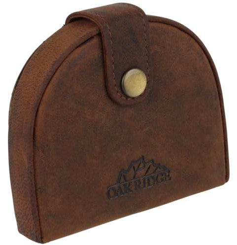 Oakridge Leather Mens Tray Coin Purse Pocket Size - Brown Hunter Leather