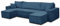 VENASI MÖBEL Hugo U-Form Ecksofa mit Schlaffunktion und Bettkasten, Sofa Eckcouch U Form Schlafsofa (Dunkelblau)