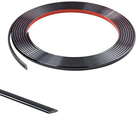 5M Moulure Décorative Autoadhésive Bord de Papier Peint Carrelage Miroir Mur Plafond Armoire Baguette de Finition PVC Bandes de Calfeutrage Bande Décoration Murale,8mm Noir