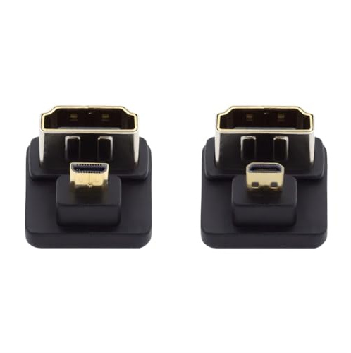 chenyang 2 Pack Micro HDMI Stecker auf HDMI Buchse 4K@60Hz 180 Grad abgewinkelter Konverteranschlussadapter
