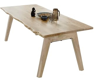 SAM Esstisch 180x90 cm Nelly, Akazienholz massiv & naturfarben, Baumkantentisch mit A-Holzgestell, echte Baumkante, pflegeleichter Holztisch