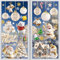Wothfav Weihnachtsaufkleber, Fenster, 9 Bögen, stereoskopischer Effekt, Weihnachten, Fensteraufkleber, wiederverwendbar, Weihnachtsaufkleber, PVC, Schneeflocken, Weihnachtsmann, Rentier, Glocken