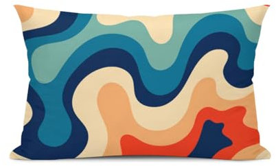 EAGSTS Vingtage Retro 60er-70er-Jahre-Kissen, Sofa, Wohnzimmer, Wand, Badezimmer, Küche, Dekoration, gemütlich, quadratisch, Party-Dekoration, 30,5 x 50,8 cm, Blau / Orange / Gelb / Rot