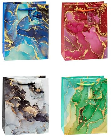 K3T Geschenktüten MARMOR, 12er Packung, Größe: Mittel (HxBxT 23 x 18 x 10 cm), Art. Nr. 83016