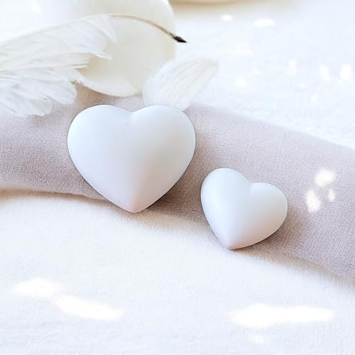 Massives Deko Herz Herzen aus Keramik Schwarz/Weiß Dekoration Hochzeit Jahrestag Liebe Mitbringsel Geschenkidee Handarbeit (Weiß Klein & Groß)