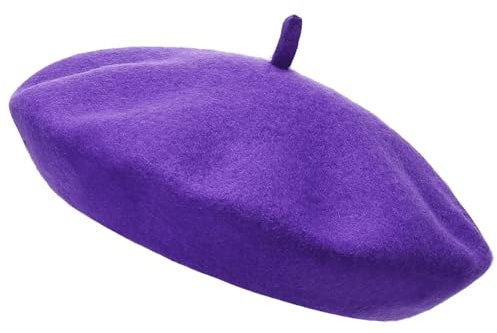Gadgets Mafia Boina para mujer, boina francesa, boina de lana, vintage, clásico, para invierno, otoño, damas, suave, cálido, para exteriores, unisex, Morado (, Talla única